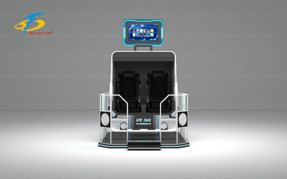 Symulator VR 360 dla dwóch graczy z obracanymi i bujanymi fotelami 360°, zdalnie sterowanym oświetleniem kolorowym, goglami VR Deepoon, monitorem 42 cale, 40 filmami VR, w tym motywy kolejki górskiej i dinozaurów